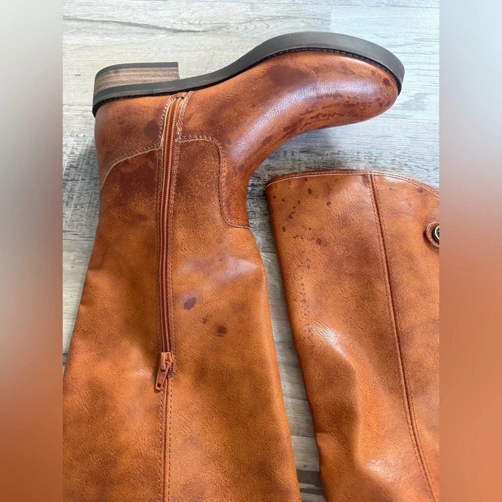 Frye & Co Kellie Button Tall Cognac Knee High Boots Size 7 1/2